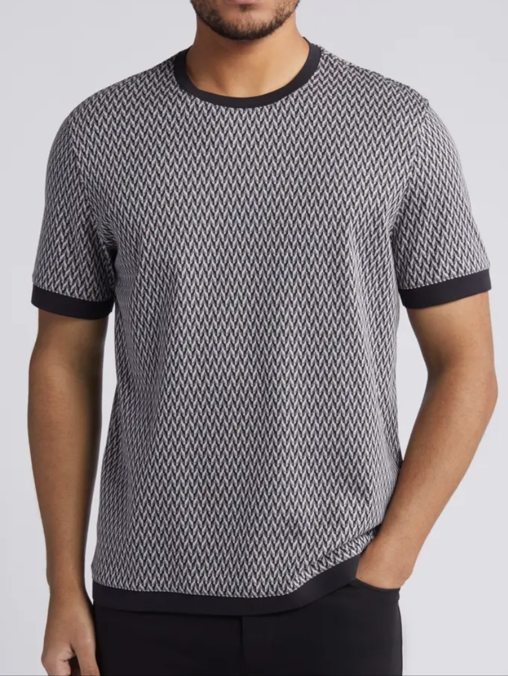 Ted Baker Finity Shirt Size 5 /‎ Men's XL Regular Fit Black Crew Neck Jaguard
